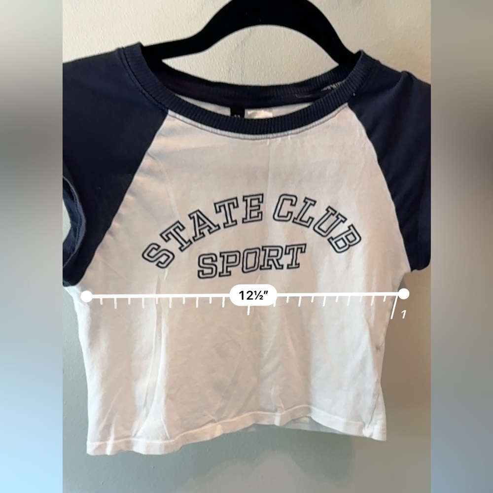 Divided By H&M Navy & White Cropped Tee State Club Sport  Size XS - Picture 7 of 9